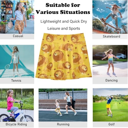 visesunny Girls Flowy Pleated Skirt Rest Sleep Lion Tennis Golf Fashion Short Skorts for Casual Dance Outfit4