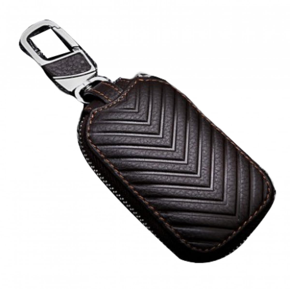 BROUNS Genuine Leather Car Key Case Key Fob Protector for Driving Car, Business Activities, Daily Use(3.54 X 2.16 Inches & 2.39 Ounces)-Coffee