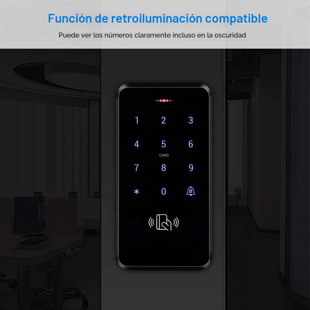 FST IP68 Impermeable Teclado Control Acceso Teclado RFID para Exteriores Controlador Acceso WG26 / 34 Panel táctil + 10 Piezas Mandos para Sistema Control Acceso de Puerta
