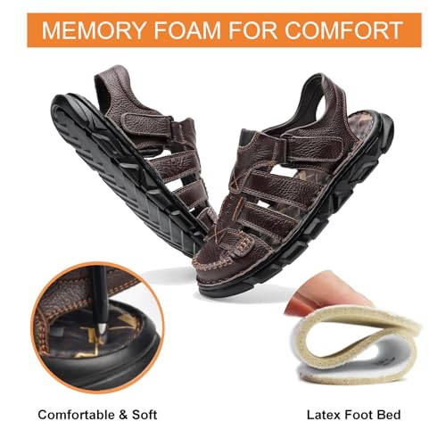 Moodeng Men's Leather Sandals Outdoor Sport Sandals Athletic Hiking Sandals Hand Sewing Comfortable Walking3