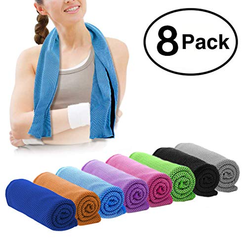 DARUNAXY 8 Pack Evaporative Cooling Towels 40"x12",Snap Cooling Towels for Sports, Workout, Fitness