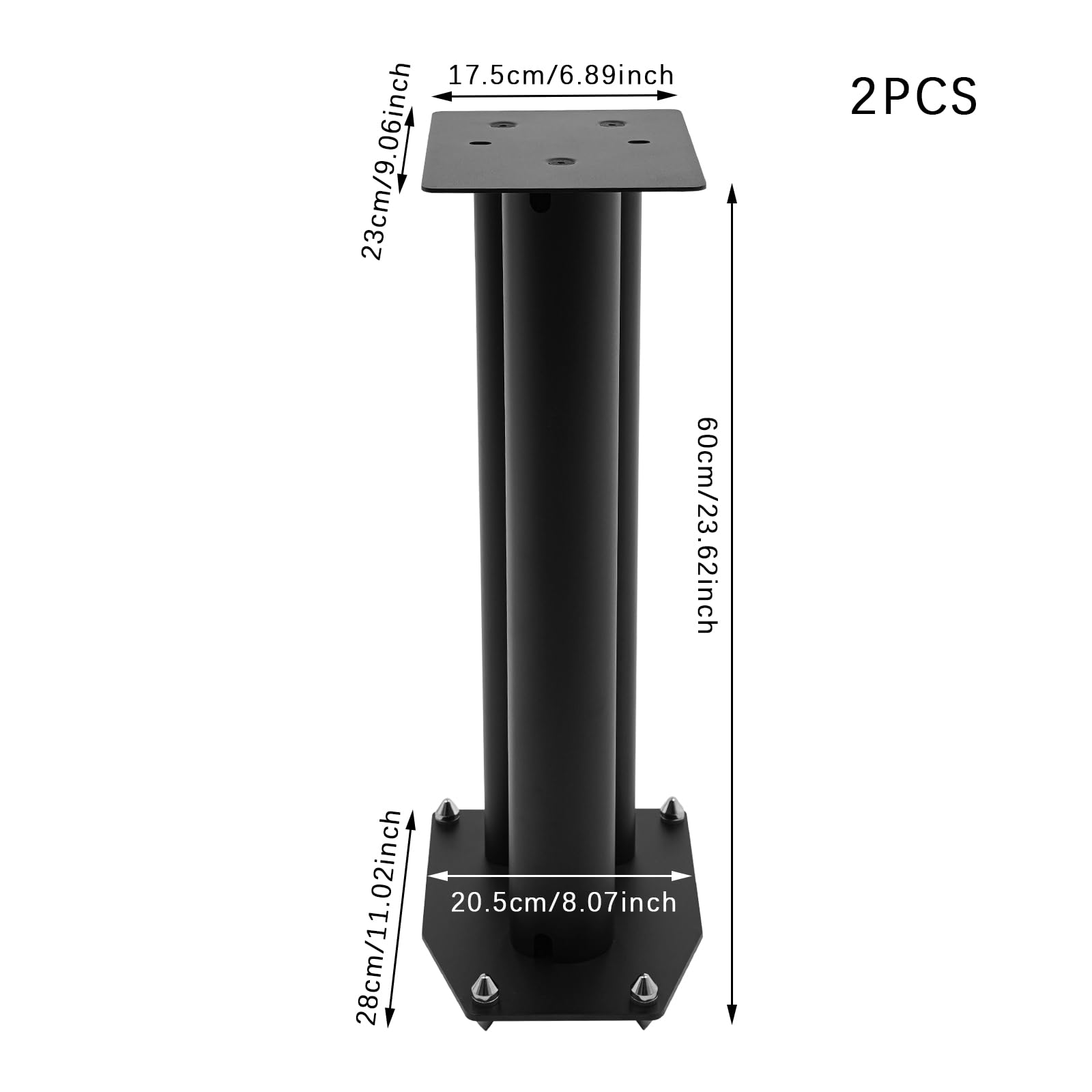 Supporto per altoparlante indipendente, in ferro moderno, nero, per soggiorno, studio, home theater, altezza regolabile
