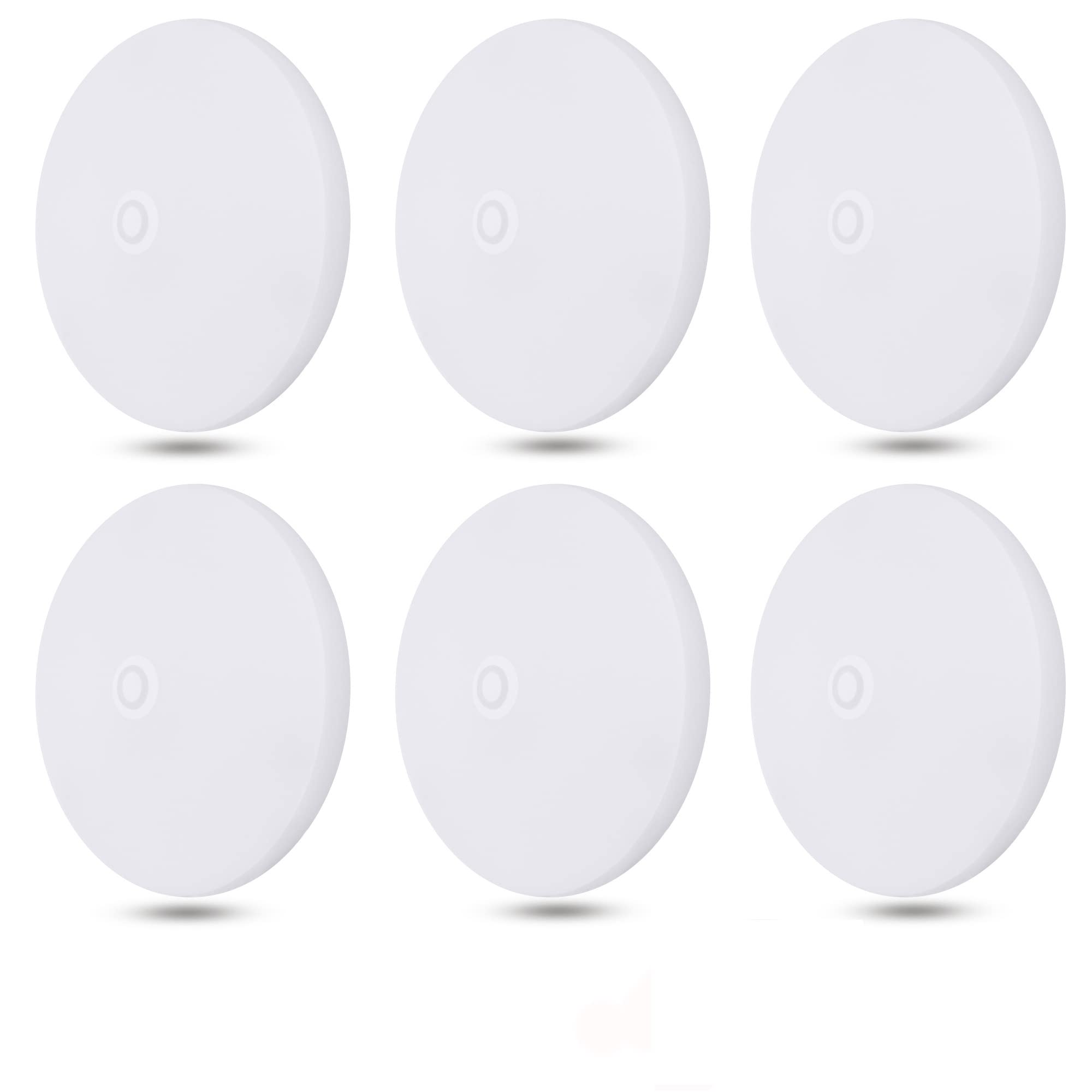 Facon 6-Pack Ultra Slim 4.5'' 12V RV Puck Lights w/Switch, 4000K Cool White LED Interior Lights for RVs, Camper Van, Boats, 12V Dome Light Fixture – cETL Certified