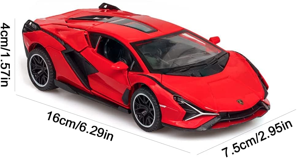 Image of Alloy Car Model Diecasts Metal Toy with Sound /Light /Pull-Back Off-Road Vehicles Car Model Collection Kids Toys Gift Multicolor Pack of 1 (Lambo RED)