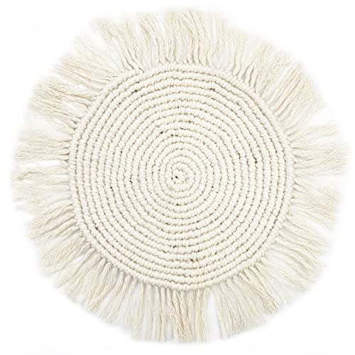 Knüllermarkt 34124 I Makramee Platzset Tischset Tischdecke | Tisch Schrank Kommode Natur ca. 40 cm | Boho Stil Deko Dekoration Hippie