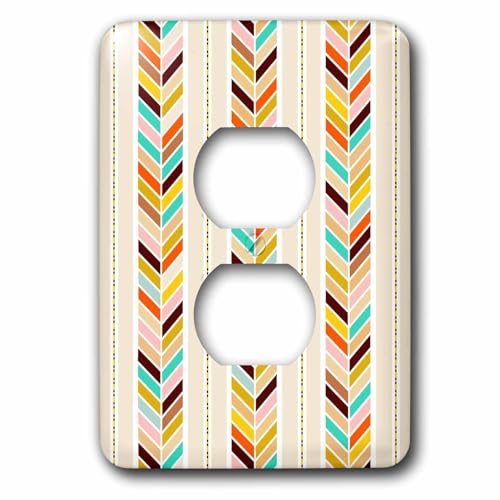 Tapas de enchufe de 2 elementos con estampado de plumas y espiga multicolor estilo étnico 2