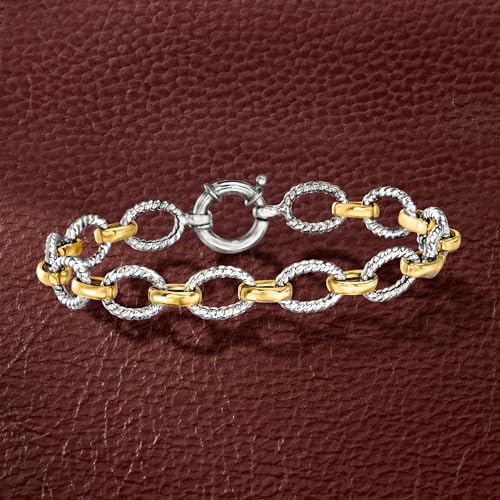 Ross-Simons Two-Tone Sterling Silver Oval-Link Bracelet3