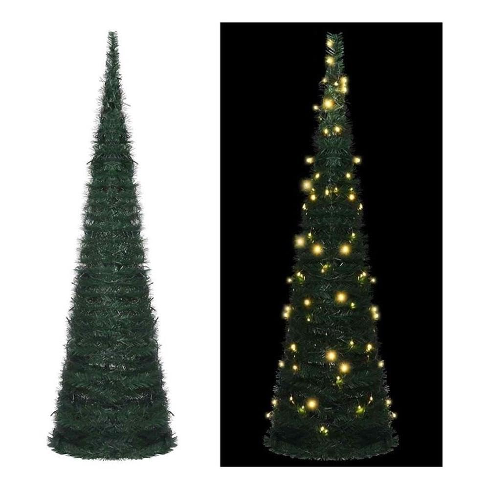 vidaXL Sapin de Noël Artificiel avec Guirlandes et LED Arbre de Noël Décoration de Vacances Jardin Patio Arrière-Cour Extérieur Vert 150 cm, 321523