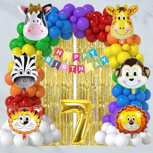 Image of Birthday Decoration Items Kit | Jungle Safari theme | Multicolor Theme Decoration for Kids | Birthday Decoration (7 YR)