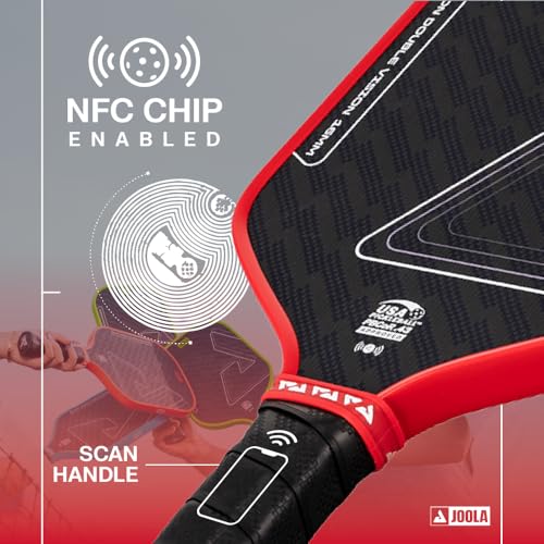 Image of JOOLA Double Vision 16mm Pickleball Paddle - Signature and Standard Shape - Aramid Surface for Softer Responsive Touch - SK Film for Reduce Vibration - USAP Approved - NFC Chip Enabled