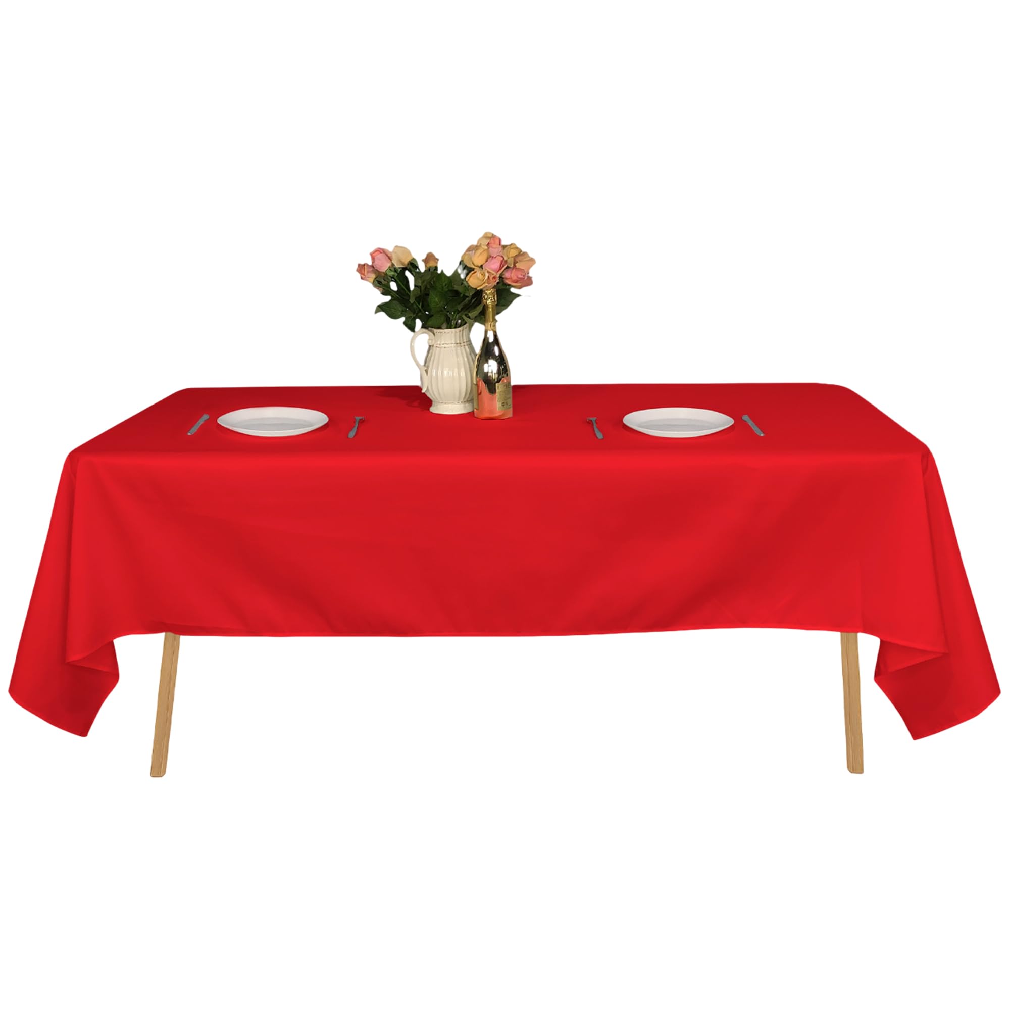 WedDecor Red Polyester Fabric Rectangular Tablecloth, 70x108 Inch - 5pcs — image 1