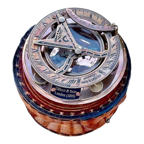 NETAEX Brass Sundial Compass, Nautical Gifts for Men, Antique Sailing Anniversary Gadget for Him, Unusual Unique Nautical Decor, Naval Maritime Pocket Watch Clock (Antique Finish)