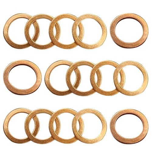 Image of 15PCS Oil Drain Plug Gasket, Compatible with Mercedes, 14mm Copper Oil Drain Plug Washer Gaskets OE PN 007603-014106