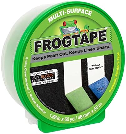 FROGTAPE 1358464 Multi-Surface Painter's Tape with PAINTBLOCK, Medium Adhesion, 1.88" Wide x 60 Yards Long, Green