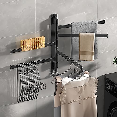 Porte-serviettes sans perçage à 5 bras rotatifs pour un séchage rapide et optimal