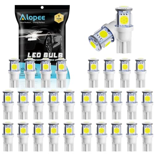 Alopee 30 Pack 194 Led Bulb White 6500K T10 Led...