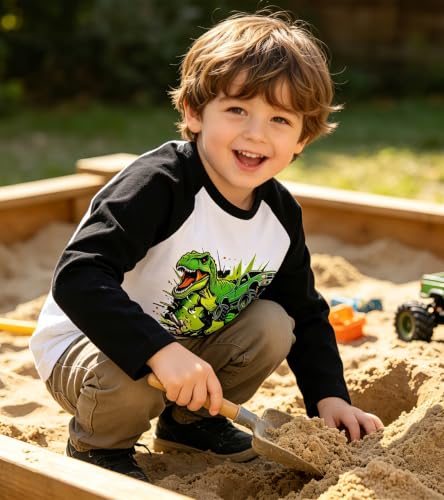 Image of Boys Construction Long Sleeve Raglan T-Shirt for 2-6 Years