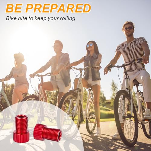 HZJD Presta Valve Adapter, Red, Convert Presta to Schrader Adaptor for Bike, Inflate Tire Using Standard Pump or Air Compressor(2PCS)