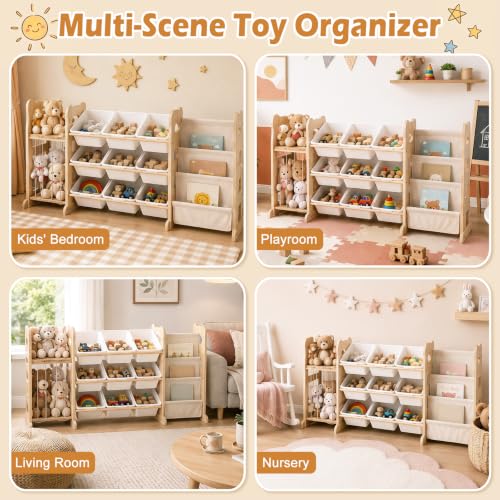 60.7" JUOIFIP Toy Storage Organizer w/ Bookshelf & Stuffed Animal Storage - image 7