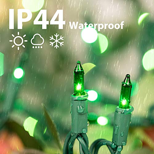 Image of Minetom St. Patrick's Day Mini String Lights, 100 Count 27 Feet Detachable Incandescent Bulb Waterproof Green Fairy Lights Plug in for Indoor Outdoor Party Patio Christmas Decoration, Green Wire