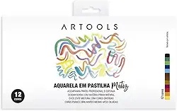 Aquarela em Pastilha Matiz ARTOOLS Estojo 12 Cores