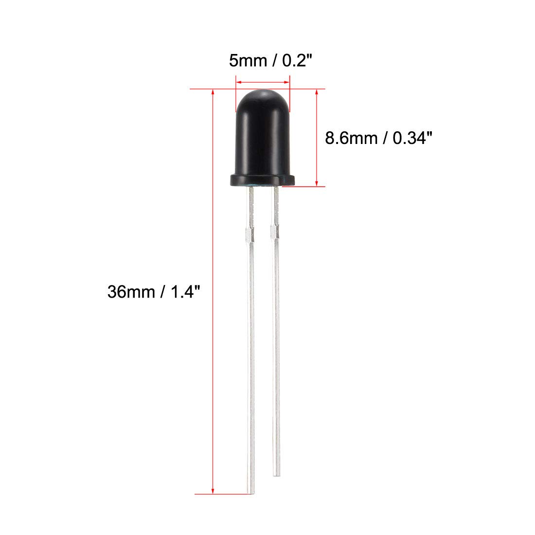20 Stück 5mm Photodioden - Lichtempfindliche Dioden Mit Rundem Kopf