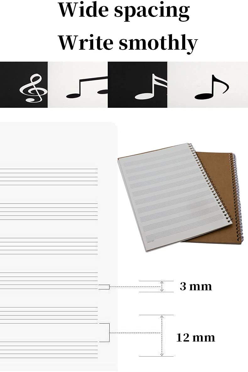 Spartiti musicali vuoti 50 pagine spartiti musicali spartiti a spirale Notebook per la scrittura di musica, per pianoforte Note Book accessori (Quaderno con chiave di violino)