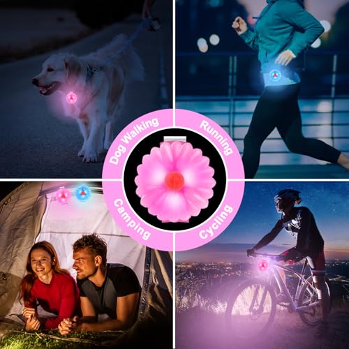 AHJ Hundelicht LED Aufladbar 2 Stück, USB-Sicherheits-Leuchtanhänger mit Blinklicht für Hunde & Katzen – kinderleicht an Schulranzen, Geschirr oder Jogger im Dunkeln befestigt( Rosa-Blau)