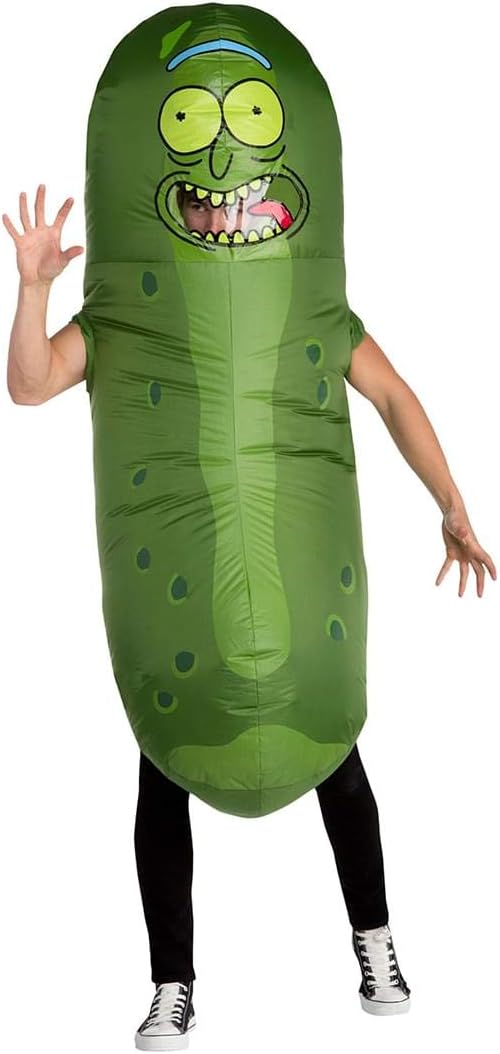 Adult Rick and Morty Pickle Rick Inflatable Costume Standard, Green, One Size