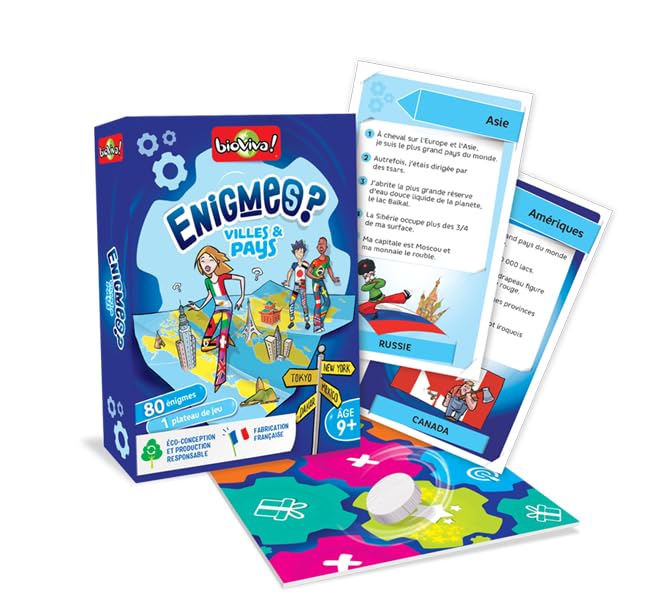 Bioviva Enigmes - Città E Paesi, Gioco Da Tavolo Per Bambini Da 9 Anni, 2-6 Giocatori, Prodotto In Francia, Divertente Ed Educativo