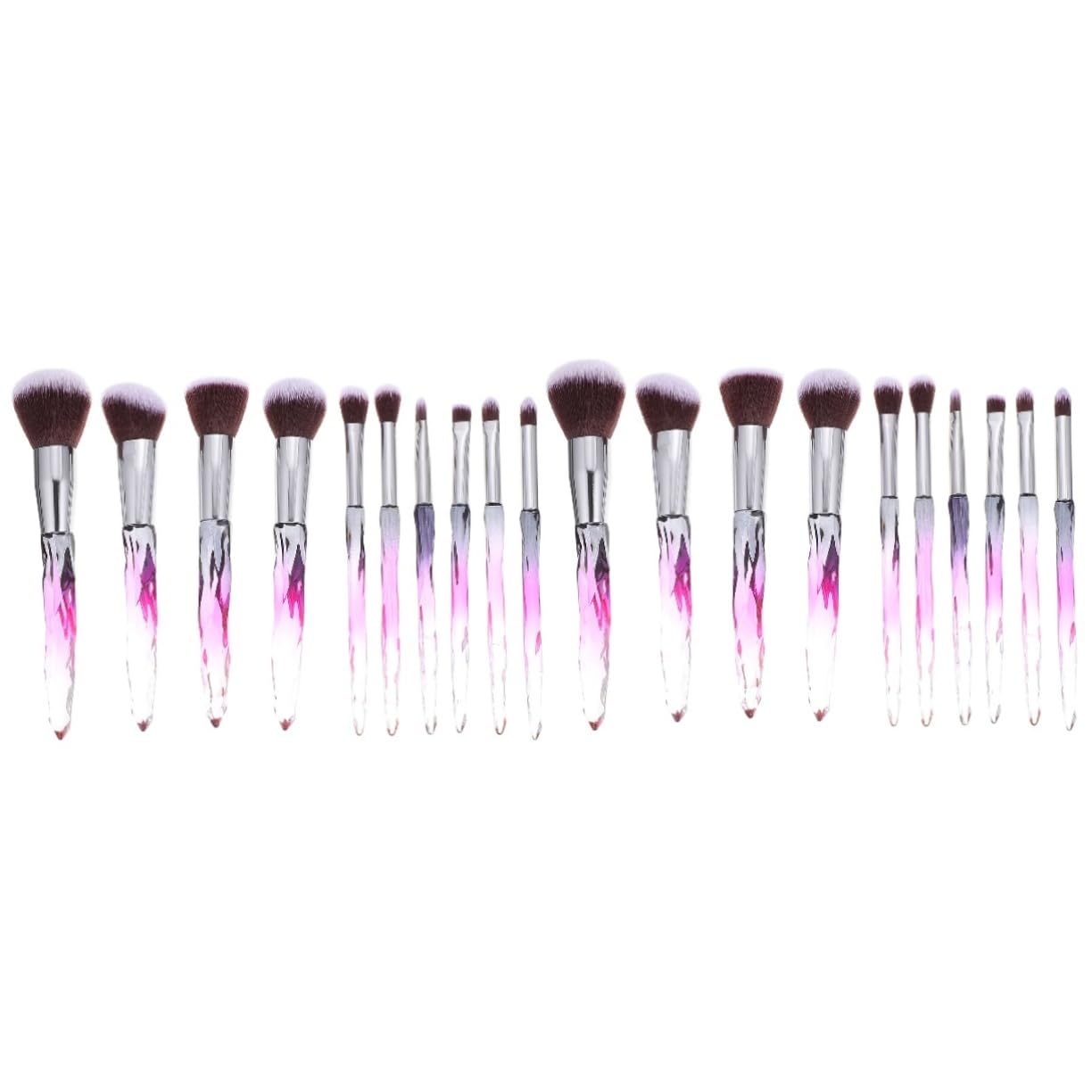 minkissy 20 Stk Make-up-pinsel Mit Kunststoffgriff Schminkpinsel Mit Kristallgriff Concealer Pinsel Make-up-pinsel-kit Für Foundation-pinsel Violett Kunststoff-griff Malen Reisen Diamant