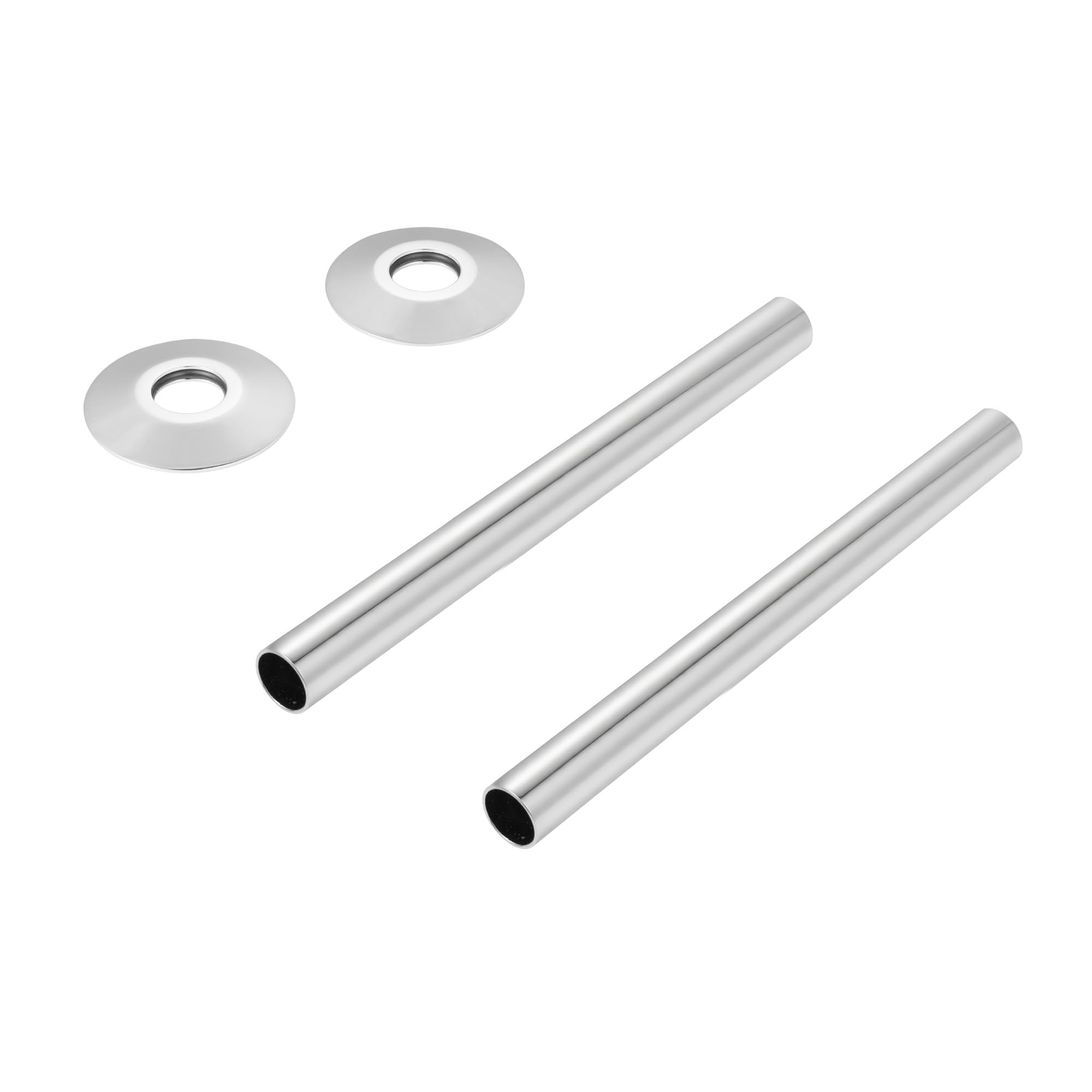 VANCOCO 2Pcs 130mm×15mm Radiator Pipe Sleeves, Chrome Radiator Collars Cover Pair Radiator Pipe Covers — image 1