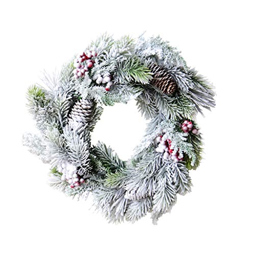 Couronne de Noël Mori Snow artificielle fleurie de cèdre à suspendre