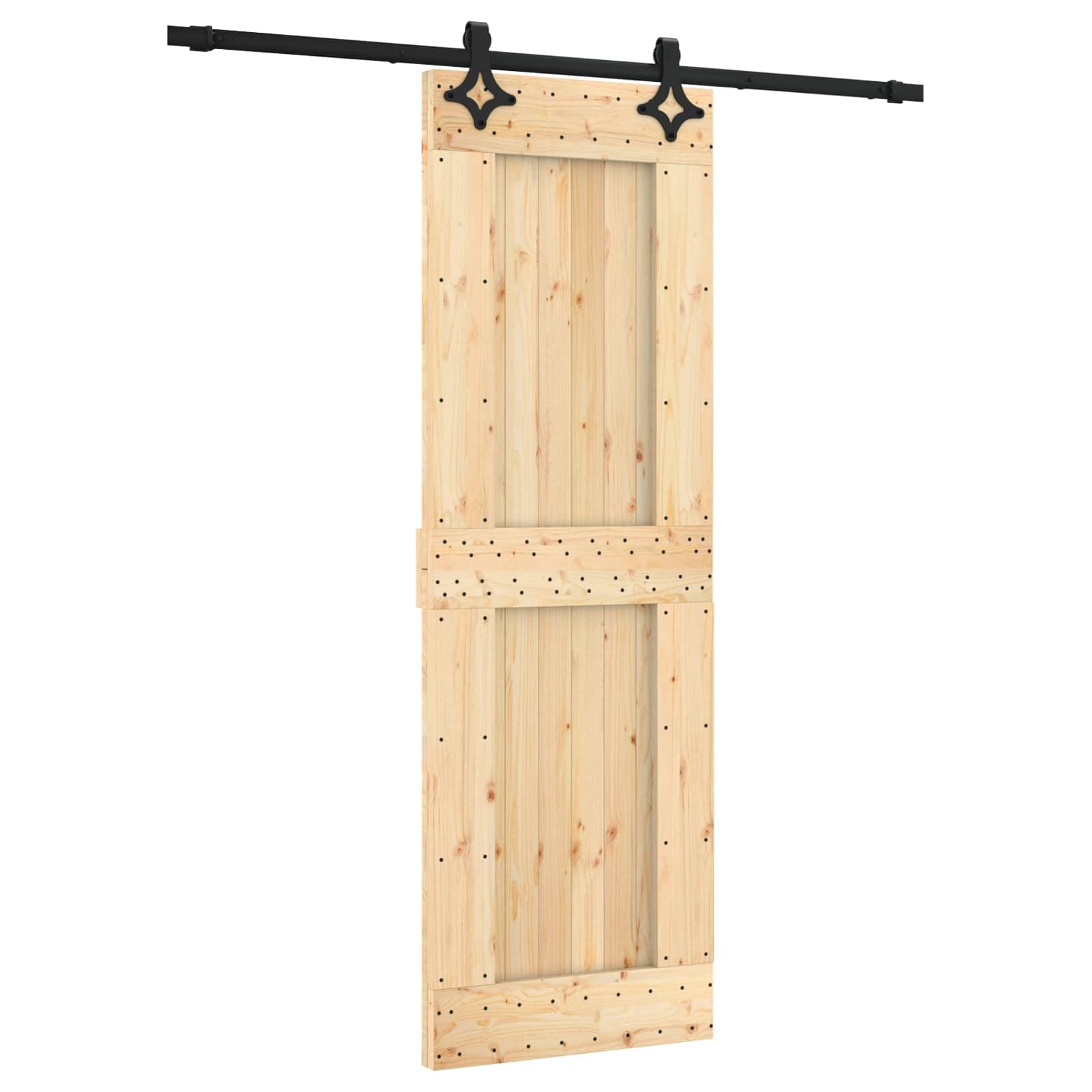 Puerta corredera de madera de pino y negro, 70 x 210 cm, para interiores