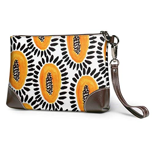 Preisvergleich Produktbild Hdadwy Obst Papaya Muster Frauen Leder Geldbörsen Kupplung Telefonkarten Handtaschen