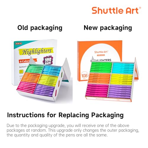 Shuttle Art 108 Pack Highlighters, Highlighters Assorted Colours Set, 6 Bright Colours Chisel Tip Dry-Quickly Non-Toxic Highlighter Markers Bulk for Adults Kids Highlighting in Home School Office - Image 7