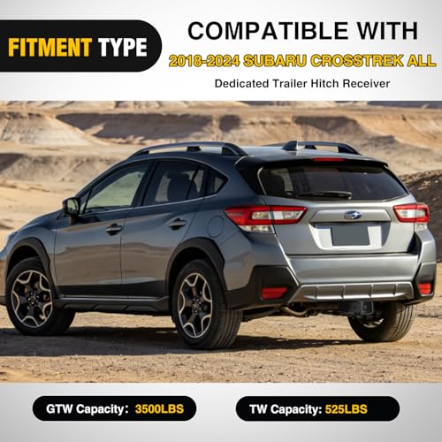 Image of Nilight Class 3 Trailer Hitch 2 Inch Receiver Tow Hitch Compatible with 2018 2019 2020 2021 2022 2023 2024 Subaru Crosstrek All Black Powder Coated