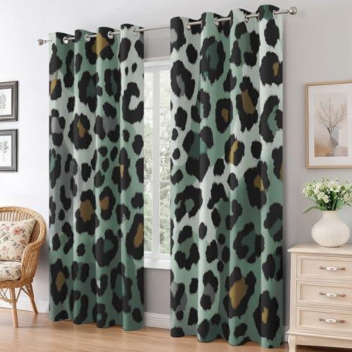 Rideau occultant isolant du froid et de la lumière, draperies opaques bleu vert E-D61 2pcs - 5