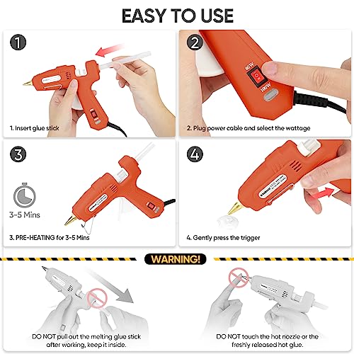 Image of ROMECH Full Size Hot Glue Gun with 60 /100W Dual Power and 21 Hot Glue Sticks (7 /16 inch), Fast Preheating Heavy Duty Industrial Gluegun with Storage Case for Crafting, DIY and Repairs (Orange)