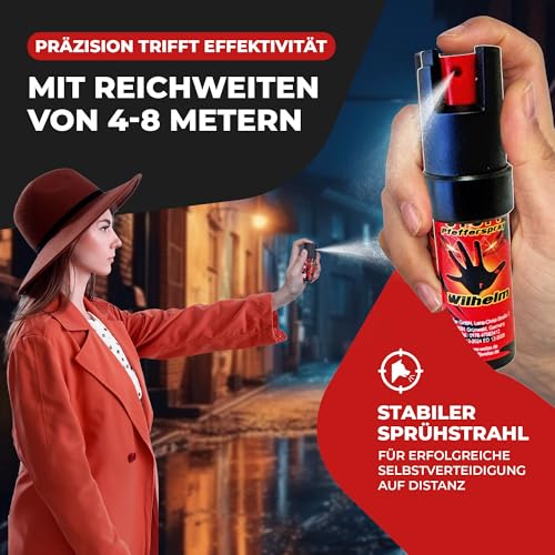 3 x Wilhelm Pfefferspray 16 ml Schlüsselanhänger schwarz Tierabwehr Selbstverteidigung CS Gas KO Spray hochdosiert (ca. 2 Mio. Scoville) effektives Verteidigungsspray