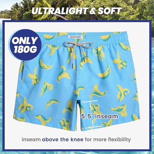 Image of maamgic Mens Swim Trunks 5 Inch with Mesh Lining, Quick Dry Mens Bathing Suit, Swim Shorts for Swimming and Beach