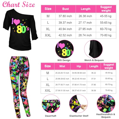 WILDPARTY 80s Fancy Dress for Women I Love 80s T-shirt, Tutu Skirt, Leggings, Leg Warmers, Necklace, Fishnet Gloves - Image 2