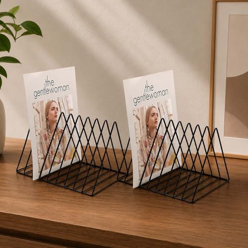 Image of Go Hooked Triangular Coated Steel Newspaper Book Stand Magazine Rack Home Table Decoration Book Newspaper Magazine Holder Elegant Durable Stylish Space-Saving Versatile Sturdy (Pack of 2)