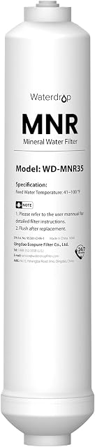 Waterdrop Remineralization Inline Water Filter, 1/4 Quick Connect Post Filter for RO Reverse Osmosis Filter System, Restore Essential Minerals (1)