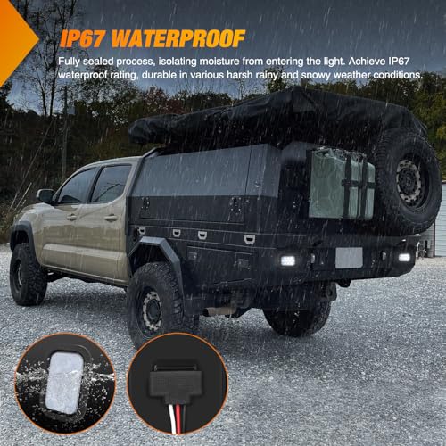 Image of Nilight 5 inch X 3 inch Rectangular Trailer Tail Light 2 PCS White 10 LED | Back Up Reverse Lights w /Flush Mount Grommets Plugs IP67 Waterproof for 12V Truck ATV UTV Bus RV Camper