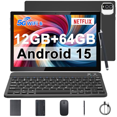 Image of 10 inch Android 13 tablet, 10GB RAM+64GB ROM tablets with keyboard /mouse /case /stylus, 1.8GHz quad-core processor tablet, 8MP camera, 6000mAh battery,