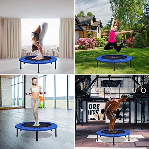 SKL Foldable Fitness Trampoline 38 Inch, Mini Trampoline with Safety & Anti-Skid Pads Stable Exercise Rebounder for Men Women Kids Indoor Outdoor Workout Max Load 330lbs