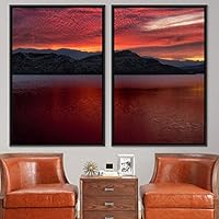 2 Piece Framed Canvas Wall Art Sunset in The Lake Canvas Prints Home Artwork Decoration for Living Room,Bedroom - 16