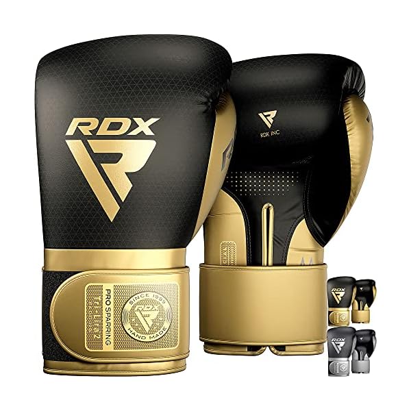 RDX-Professional-Boxing-Sparring-Gloves-Mark-PRO-Competition-Super-Skin-Maya-Hide-Leather-Multi-Layered-Padded-Wrist-Support-EZ-Strap-for-Firm-Secure-Fit-Kickboxing-Training RDX Professional Boxing Sparring Gloves, Mark PRO Competition, Super Skin Maya Hide Leather, Multi-Layered, Padded Wrist Support, EZ Strap for Firm Secure Fit, Kickboxing Training