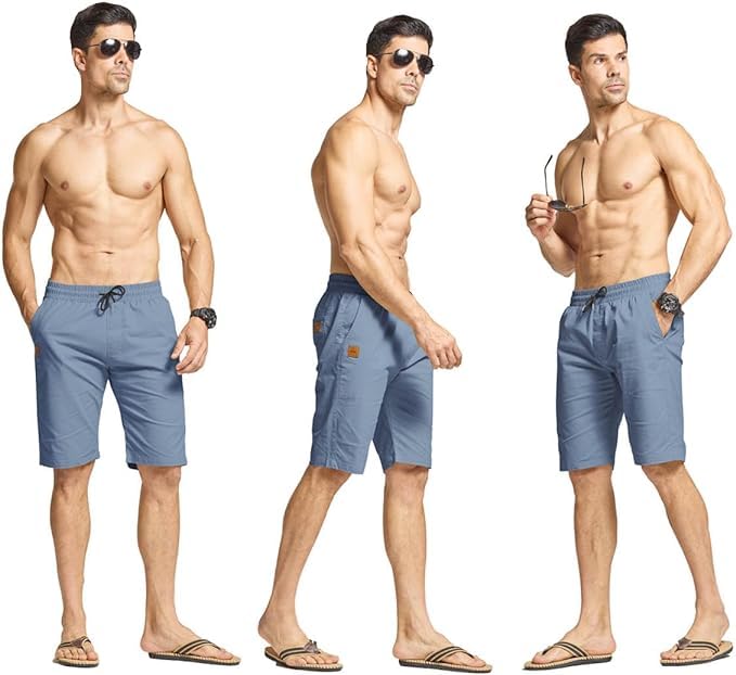 Tansozer Mens Shorts Casual Classic Fit Drawstring Workout Chino Beach Shorts with Elastic Waist and Pockets - Image 5